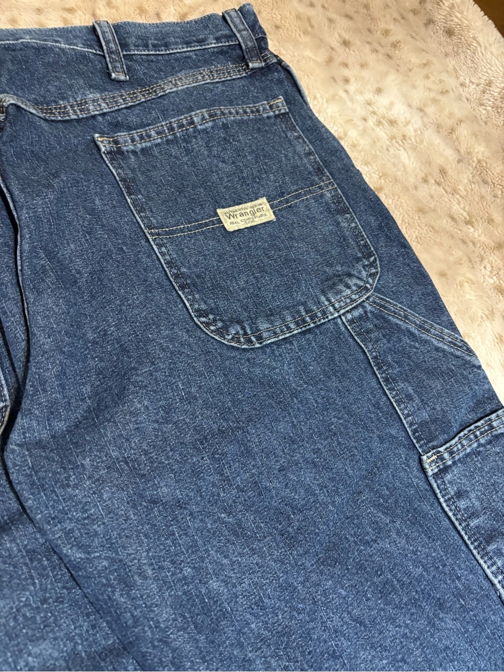 Wrangler Relaxed Fit Dark Blue Denim Carpenter Jeans 36 x 30